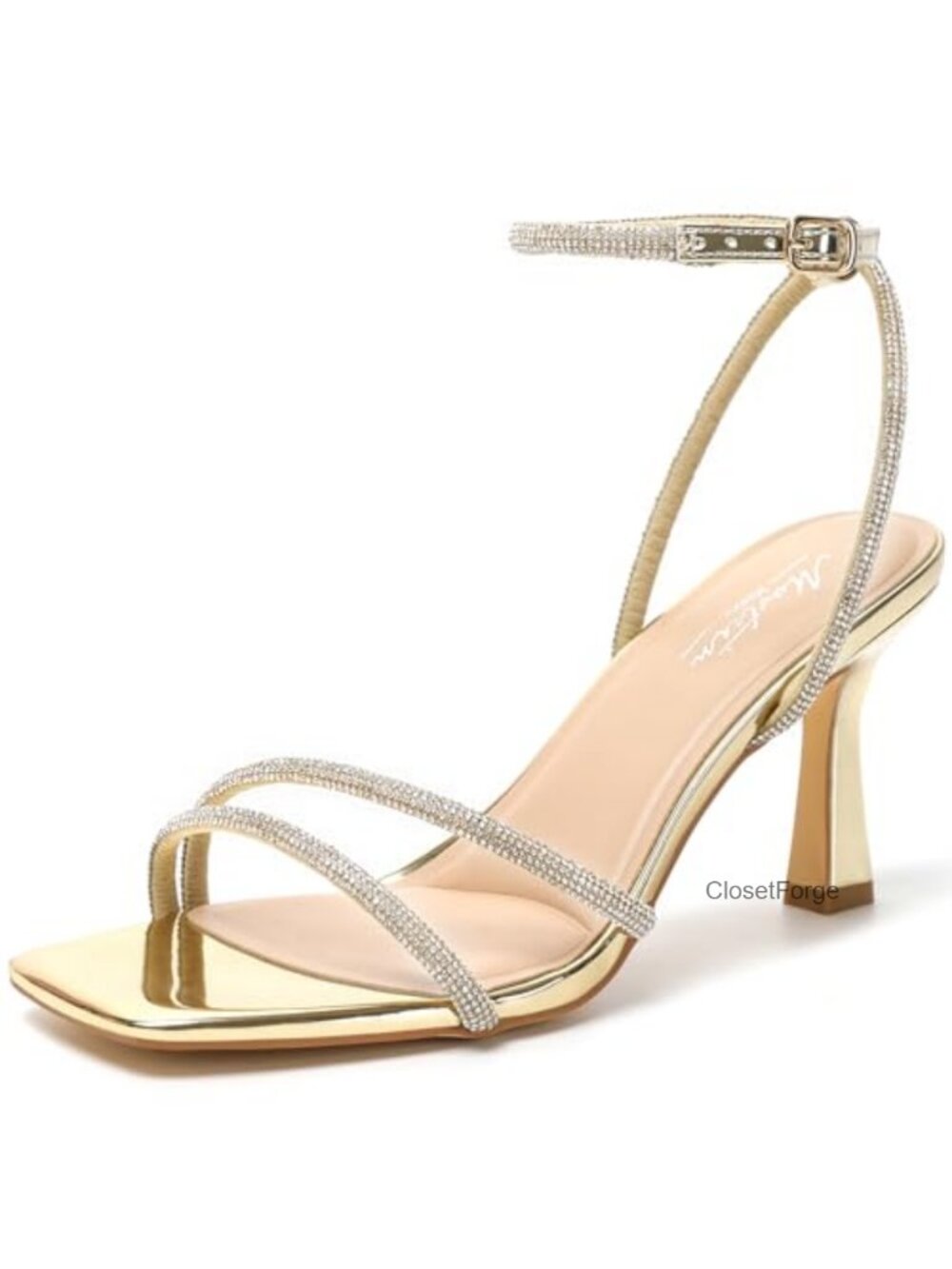 Strappy Square Open Toe Stiletto Heels Ankle Strap Lace Up High Heels Party